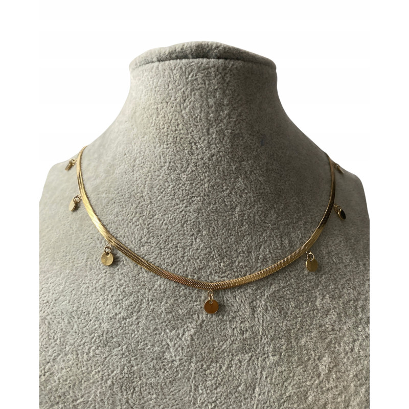 622 Złoty łańcuszek żmijka BLASZKI MONETKI stal