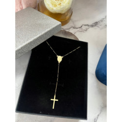 423 Naszyjnik różaniec KORALIKI KRZYŻ MEDALIK STAL