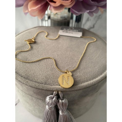 Złoty naszyjnik BLUEBERRY literka N cyrkonie stal