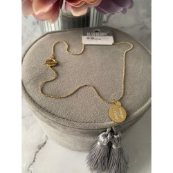 Złoty naszyjnik BLUEBERRY literka N cyrkonie stal