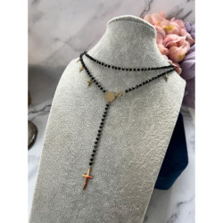 133 Naszyjnik różaniec KORALIKI KRZYŻ KRZYŻYK STAL