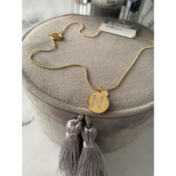 Złoty naszyjnik BLUEBERRY literka N cyrkonie stal