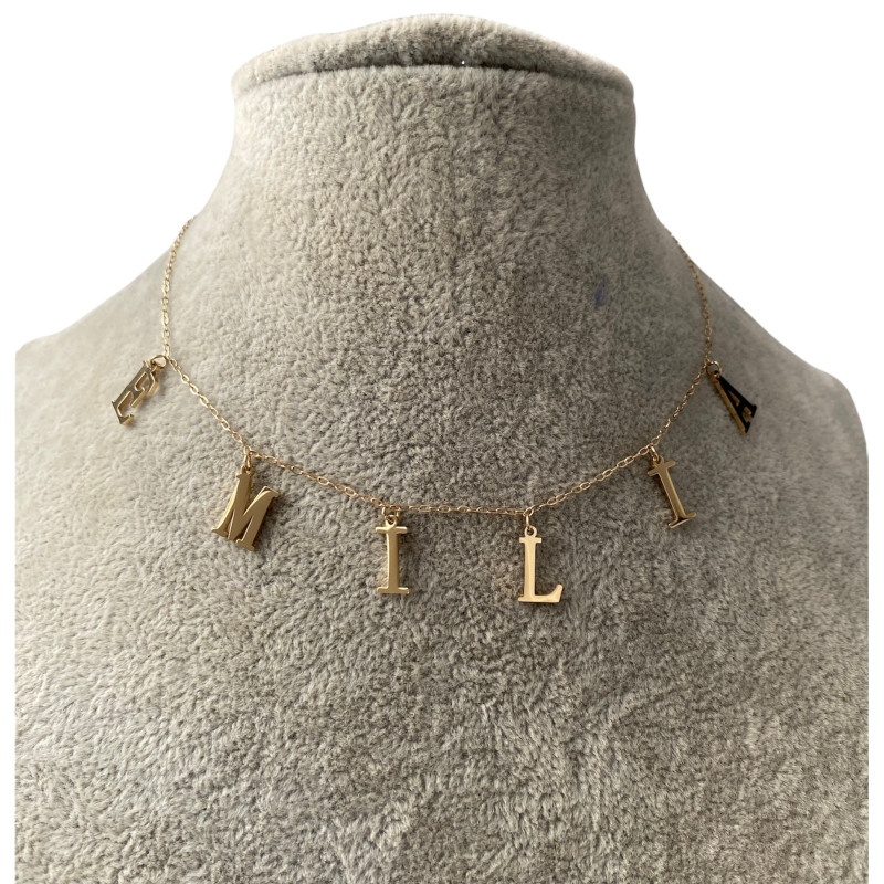 703 Złoty naszyjnik MOON RIVER IMIĘ EMILIA stal