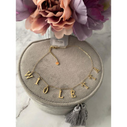 909 Złoty naszyjnik MOON RIVER IMIĘ WIOLETTA stal