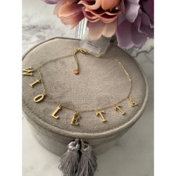 909 Złoty naszyjnik MOON RIVER IMIĘ WIOLETTA stal