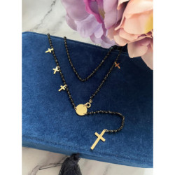 133 Naszyjnik różaniec KORALIKI KRZYŻ KRZYŻYK STAL