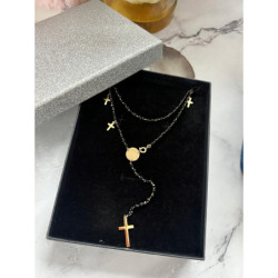 133 Naszyjnik różaniec KORALIKI KRZYŻ KRZYŻYK STAL
