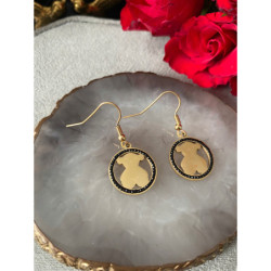 1243 Kolczyki wiszące czarne cyrkonie stal 316L