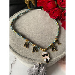 882 NASZYJNIK koraliki opalizujące Kot Stal 316