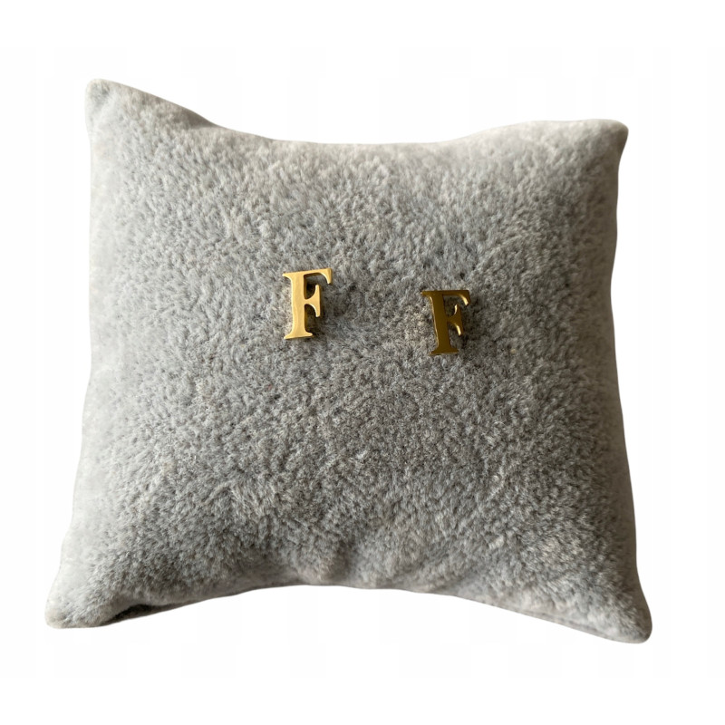 Kolczyki wkrętki sztyfty literki litery F stal 316