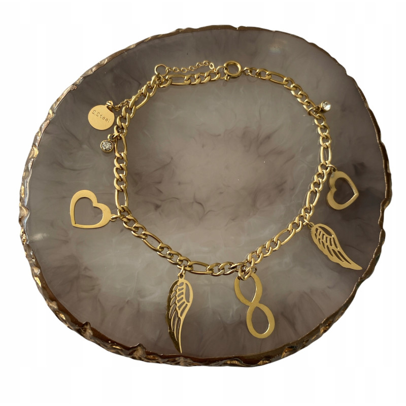 1267 Bransoletka figaro SWRXE SKRZYDŁO ZNAK STAL