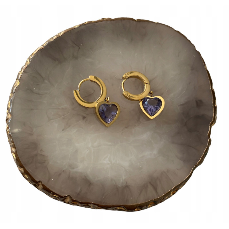 719 Kolczyki SERCA SERDUSZKA KRYSZTAŁ stal 316L