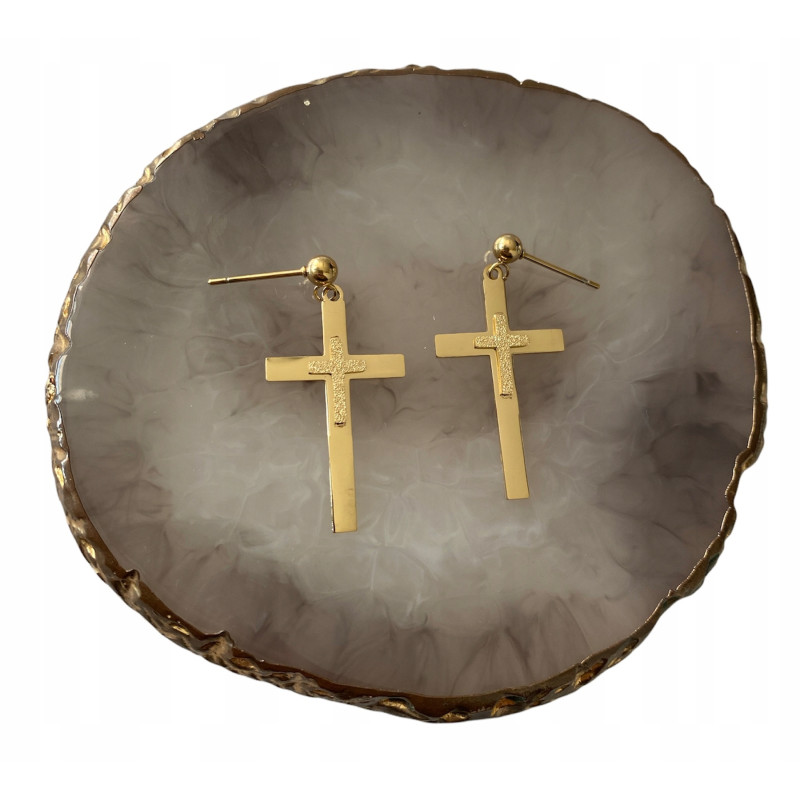 1252 Kolczyki wkrętki KRZYŻYKI KRZYŻE stal 316L