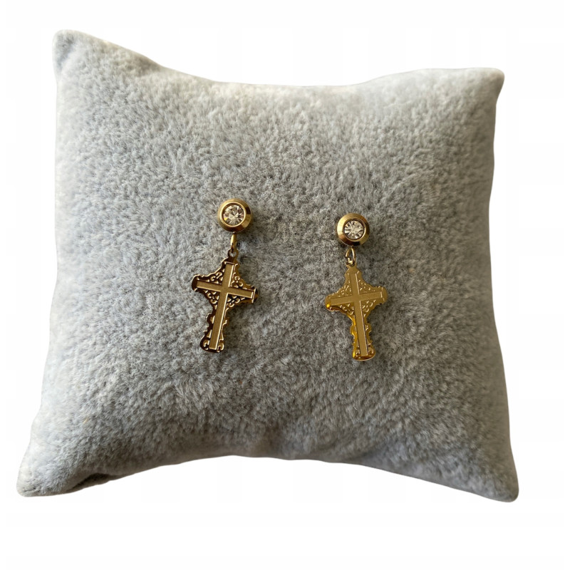 1254 Kolczyki wkrętki KRZYŻYKI KRZYŻE ażur stal