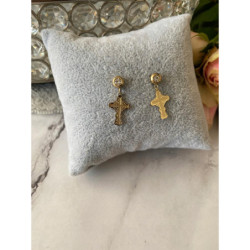 1254 Kolczyki wkrętki KRZYŻYKI KRZYŻE ażur stal