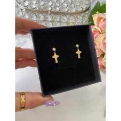 1254 Kolczyki wkrętki KRZYŻYKI KRZYŻE ażur stal