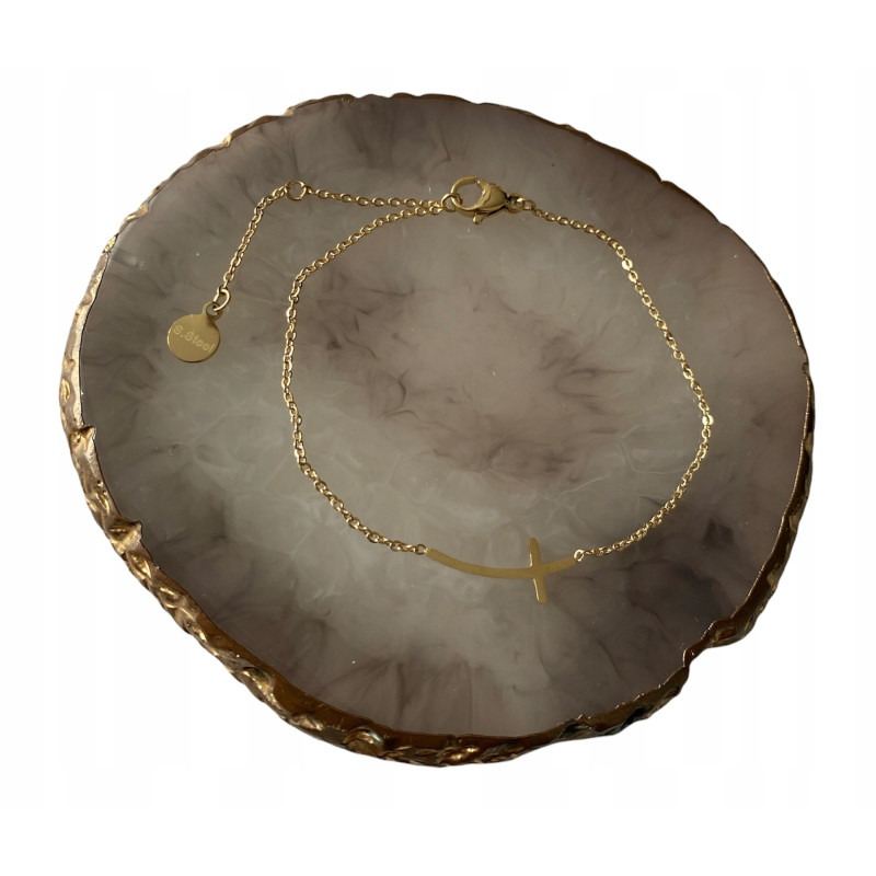 1120 Bransoletka delikatna KRZYŻ KRZYŻYK Stal