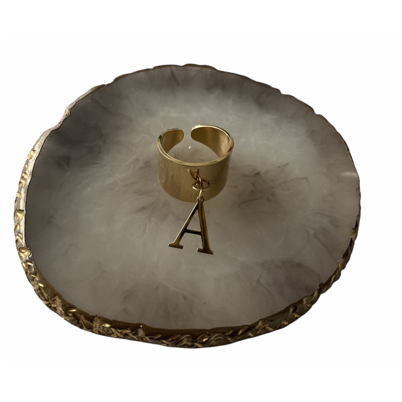 1196 Szeroka obrączka z LITERKĄ A roz 7/17 8/18