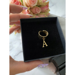 1196 Szeroka obrączka z LITERKĄ A roz 7/17 8/18