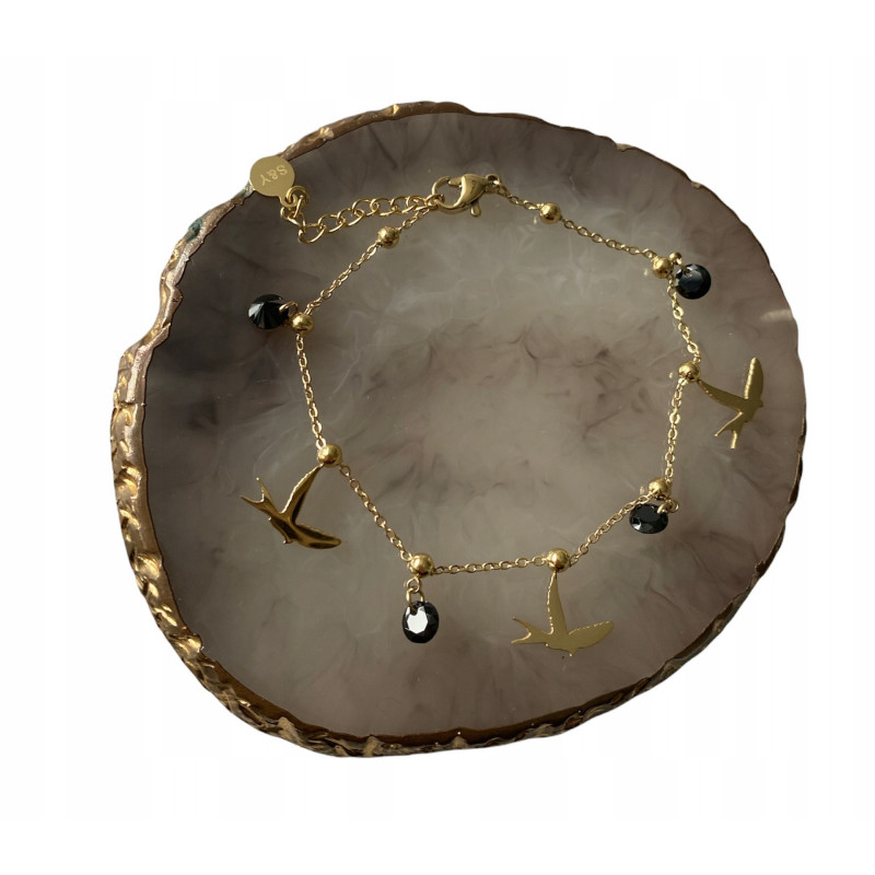 1121 Bransoletka czarne cyrkonie stal 316L