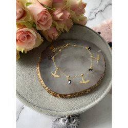 1121 Bransoletka czarne cyrkonie stal 316L