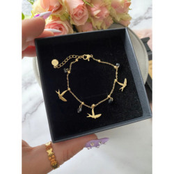 1121 Bransoletka czarne cyrkonie stal 316L