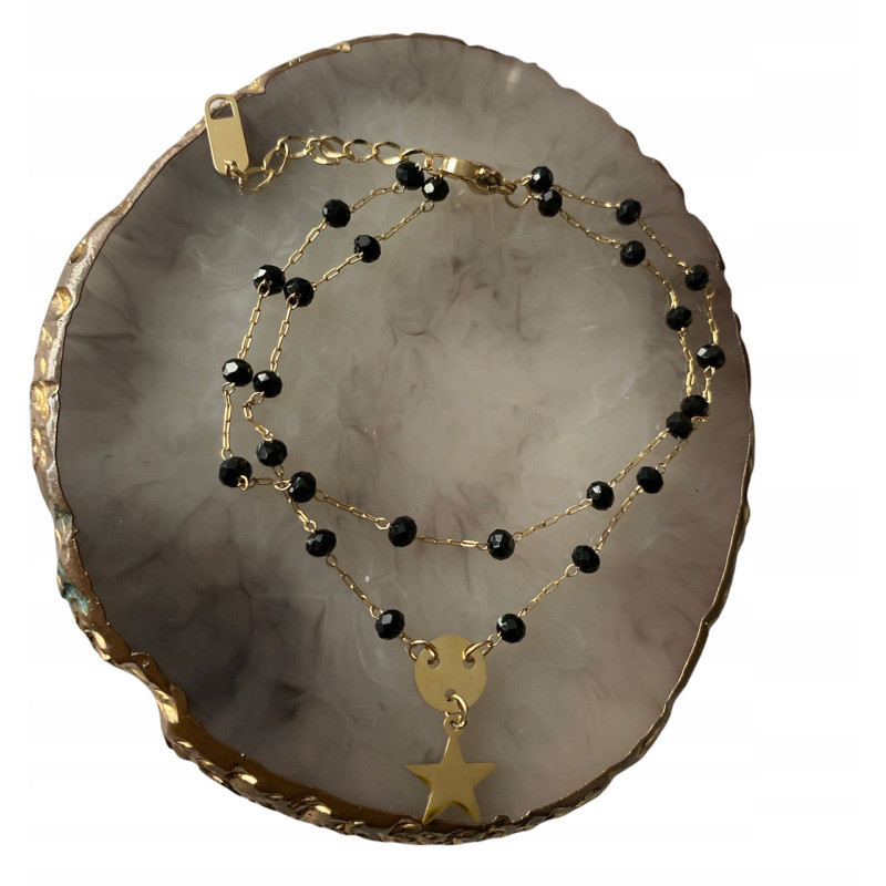 963 Bransoletka różaniec koraliki GWIAZDKI Stal