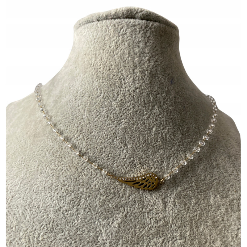 421 Różaniec koraliki SKRZYDŁO CYRKONIE stal