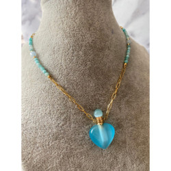 1205 Naszyjnik MOON RIVER KAMIEŃ KRYSZTAŁ STAL 316