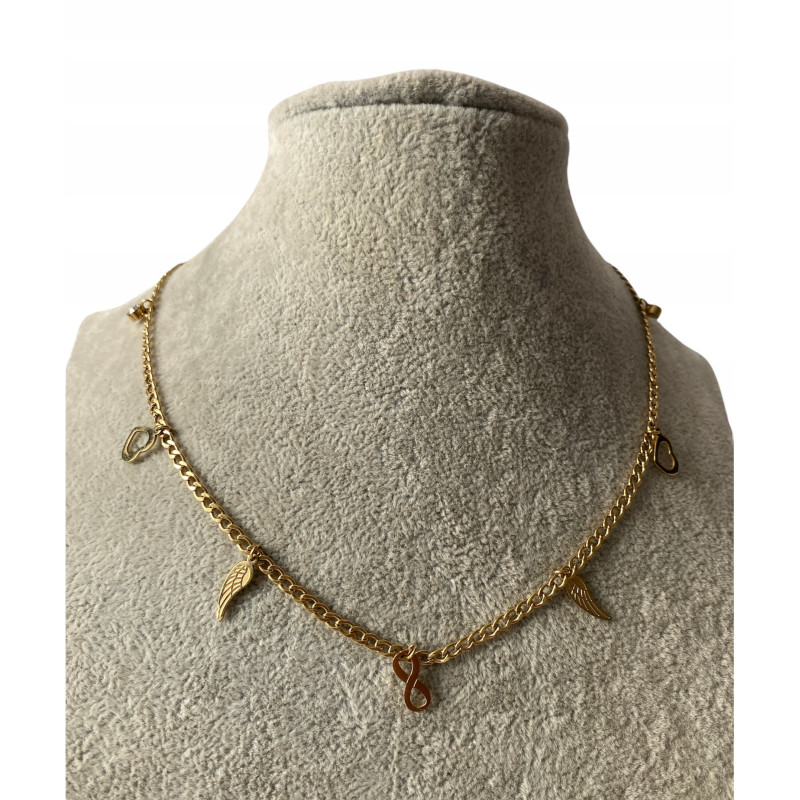 274 Naszyjnik BLUEBERRY PANCERKA SERCE STAL