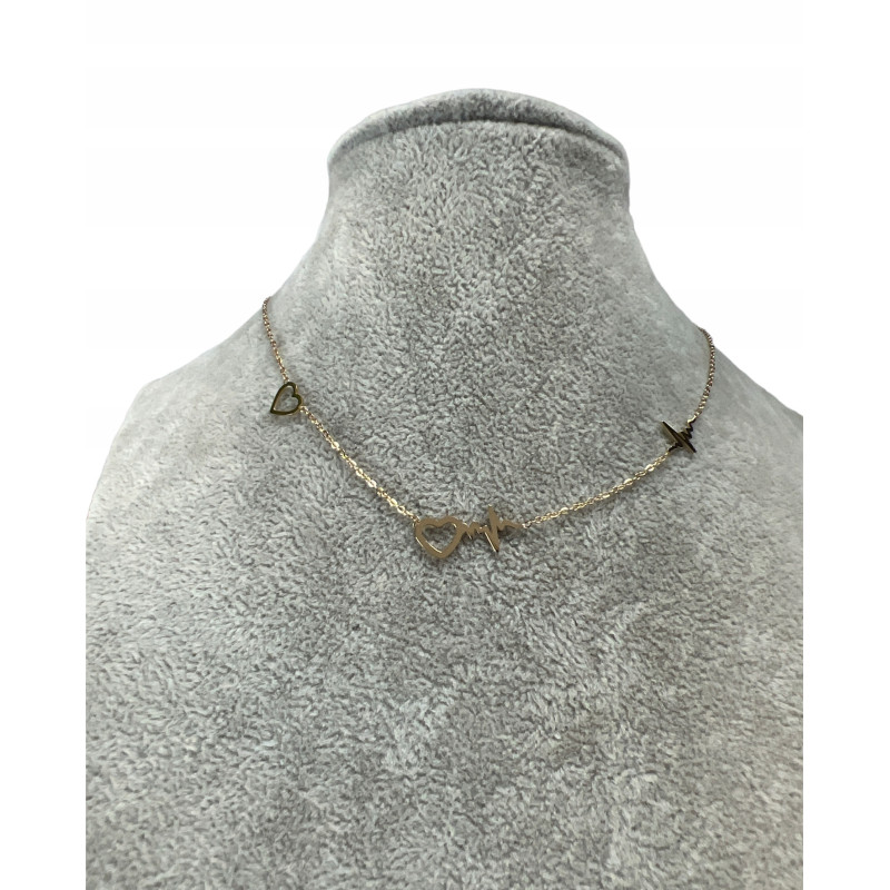 385 Złoty łańcuszek SERCE LINIA ŻYCIA STAL 316L