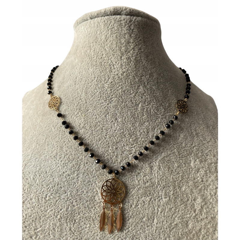 770 Różaniec naszyjnik MOON RIVER ŁAPACZ SNÓW STAL