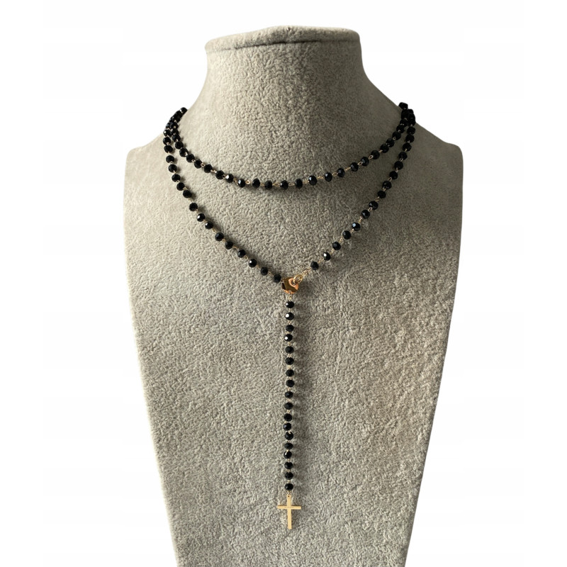 619 Różaniec naszyjnik BLUEBERRY KRZYŻ KORALIKI