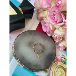 645 Pierścionek na gumce koraliki KWIATEK STAL 316