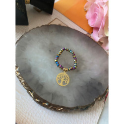 471 Pierścionek na gumce koraliki DRZEWO STAL 316