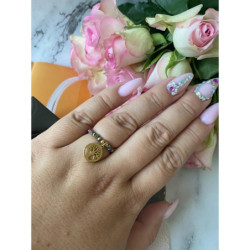 471 Pierścionek na gumce koraliki DRZEWO STAL 316