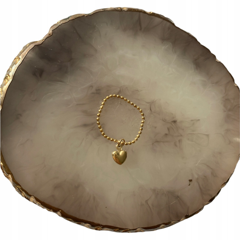 599 Pierścionek na gumce koraliki SERCE STAL 316