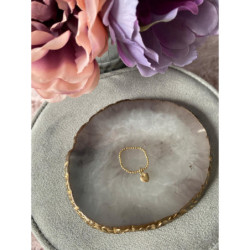 599 Pierścionek na gumce koraliki SERCE STAL 316