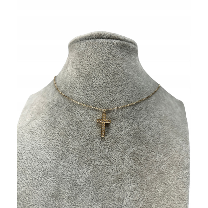 137 Złoty łańcuszek KRZYŻ KRZYŻYK CYRKONIE STAL