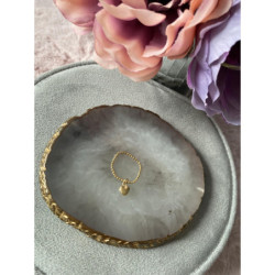 599 Pierścionek na gumce koraliki SERCE STAL 316