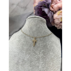 137 Złoty łańcuszek KRZYŻ KRZYŻYK CYRKONIE STAL