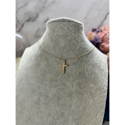 137 Złoty łańcuszek KRZYŻ KRZYŻYK CYRKONIE STAL