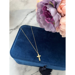 137 Złoty łańcuszek KRZYŻ KRZYŻYK CYRKONIE STAL