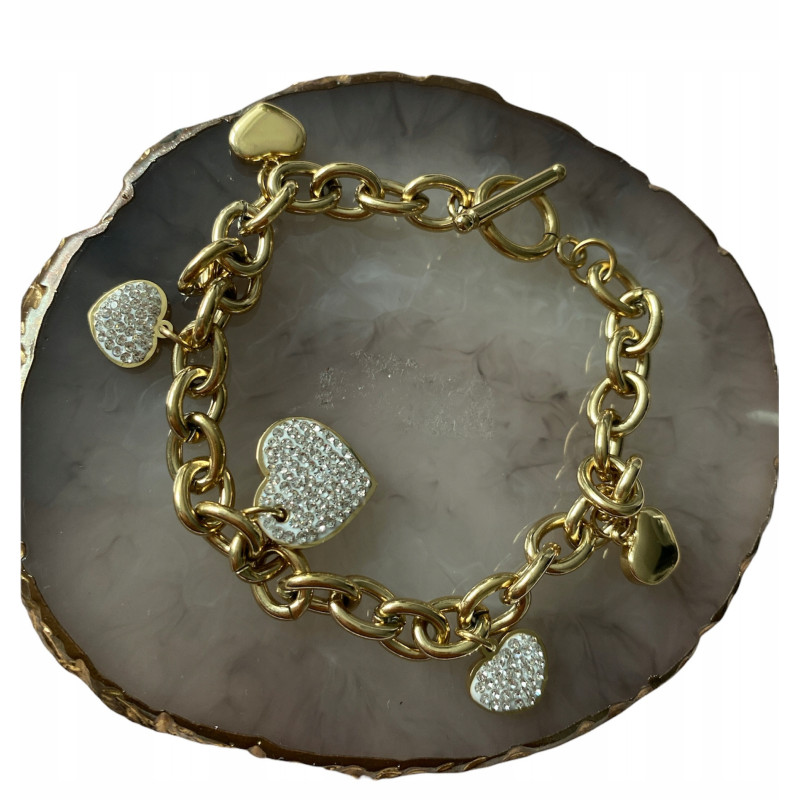 189 Bransoletka SERCE SERCA CYRKONIE STAL 316L