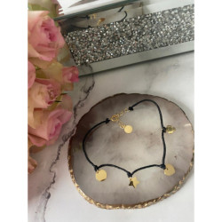 139 Bransoletka na sznurku GWIAZDKA SERCE STAL