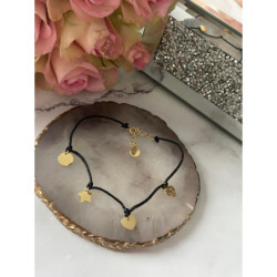 139 Bransoletka na sznurku GWIAZDKA SERCE STAL