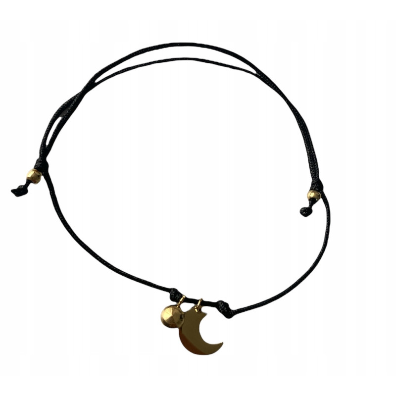 138 Bransoletka na sznurku KSIĘŻYC CYRKONIA STAL