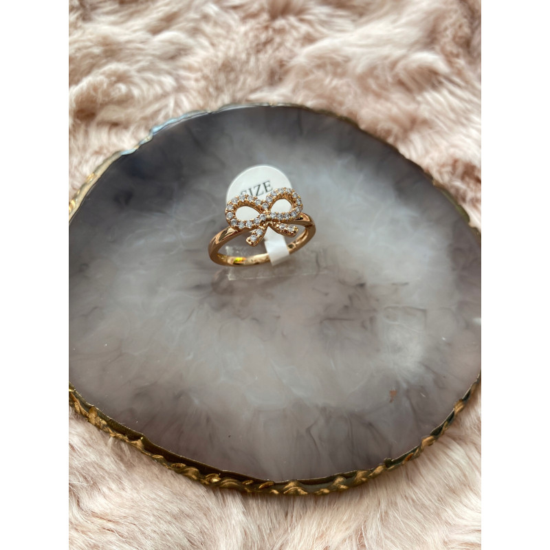 1008 Pierścionek kokardka kokardka cyrkonie roz 7