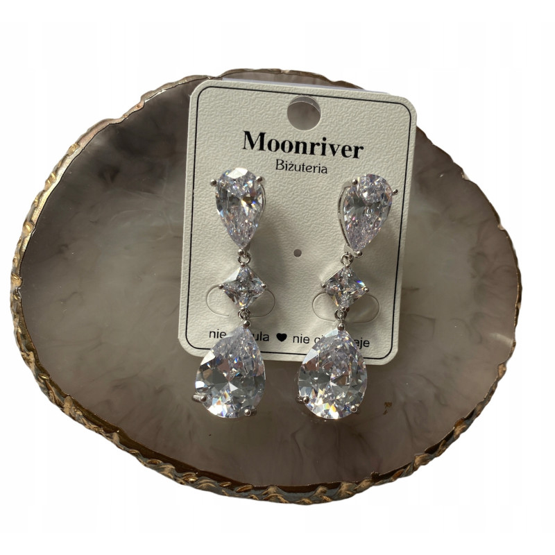 415 Kolczyki wieczorowe ślub cyrkonie stal 316L