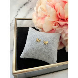 Złote kolczyki wkrętki MOTYL MOTYLEK STAL 316L